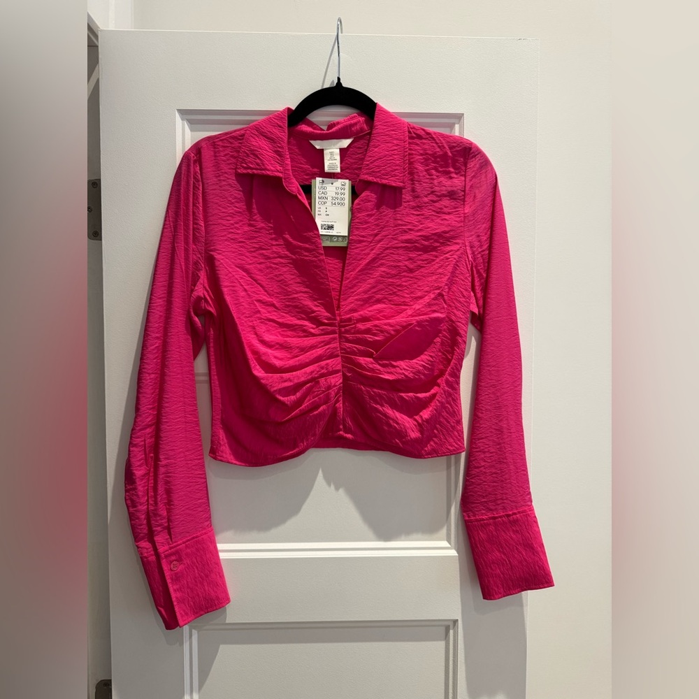 H&M Fuchsia Ruched Blouse